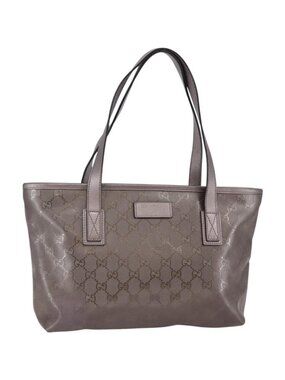 GUCCI GG Implementation Tote Bag PVC Silver Pink gray 211138